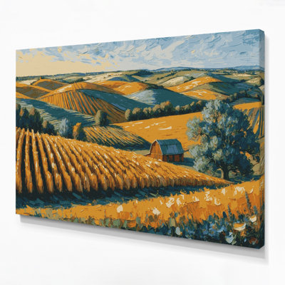 Farm Rolling Hills Gray Canvas Wall Art