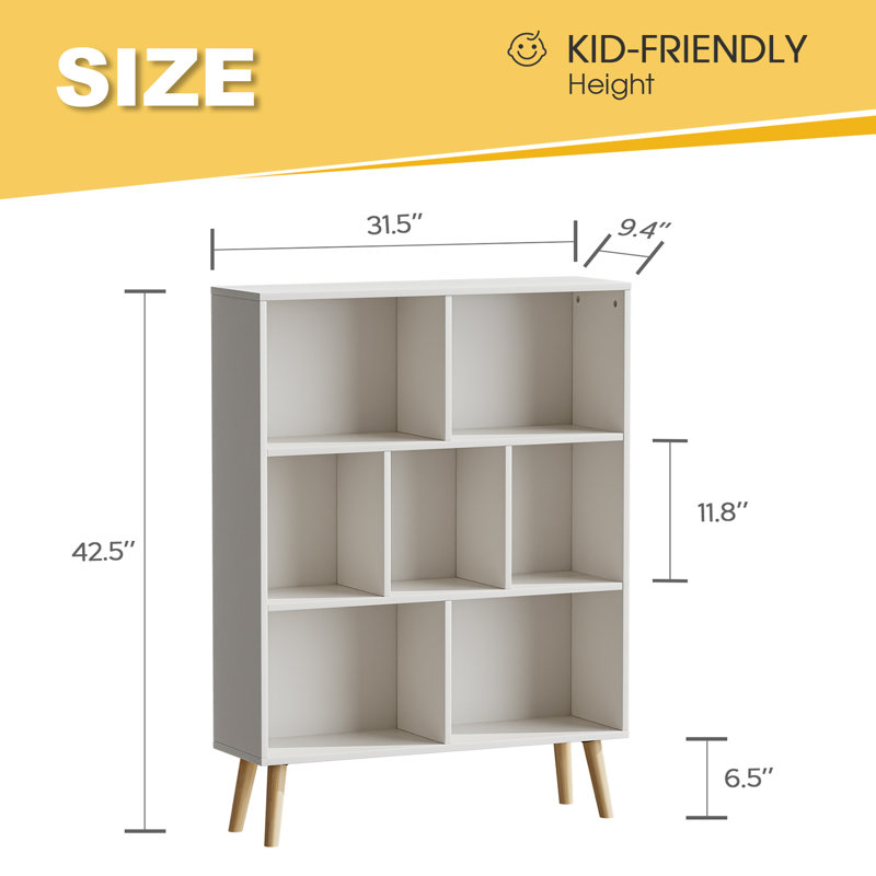 Adisyn No Subject Bookcase, French White, 42.5" H x 31.5" W x 9.4" D