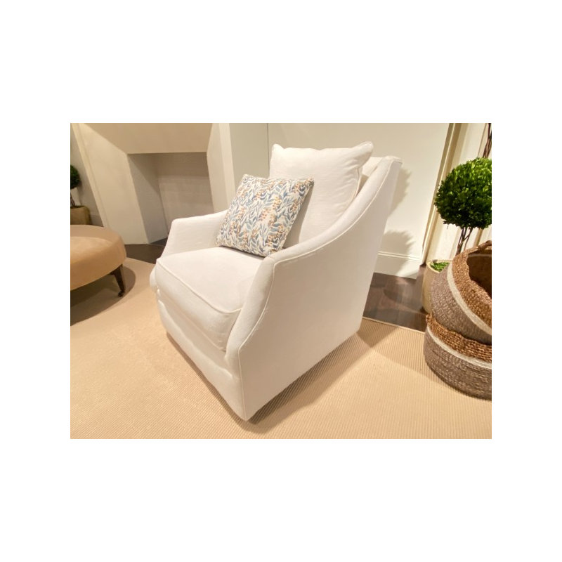 Kara Swivel Armchair, Nomad Eggshell Crypton® Chenille, Polyester Blend, 38"H x 37"W x 29"D