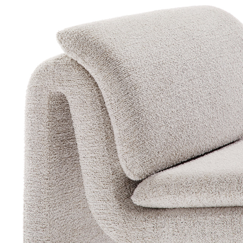 Fauteuil d'appoint rembourré sans accoudoirs Lume Boucle, Tissu parchemin