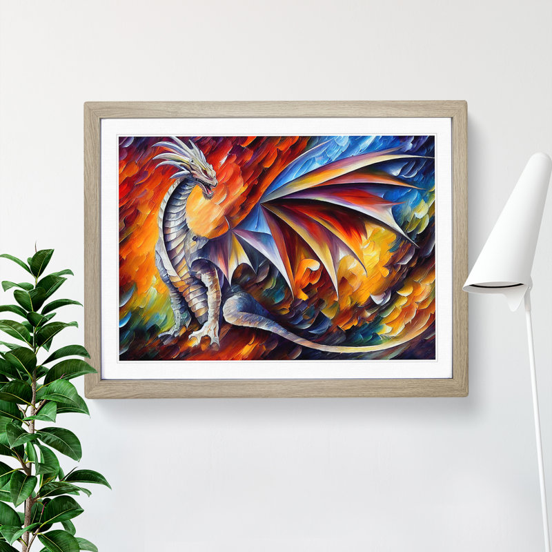 XH1022-2771X Dragon Art Vol.1 - Single Picture Frame Print, 34cm H x 46cm W x 2cm D, Oak Framed