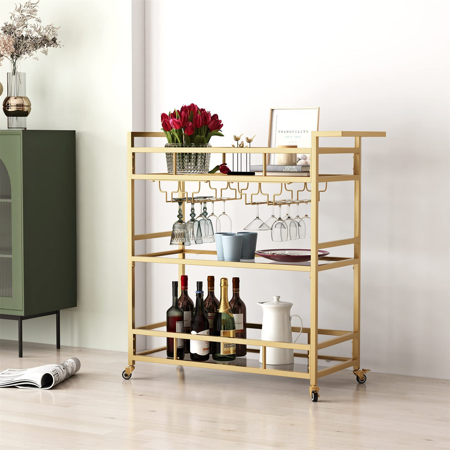 Everly Quinn Ellisville Metal Bar Cart | Wayfair