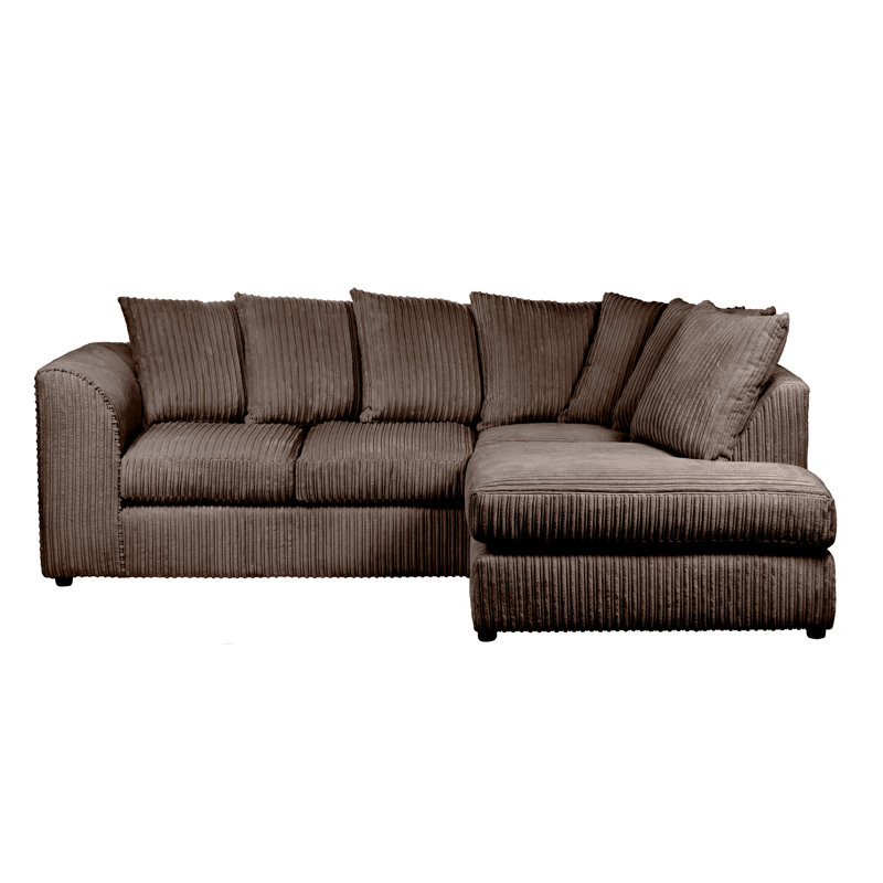 Moana 3 Seater Corduroy Corner Sectional, Right Hand Facing, Chocolate