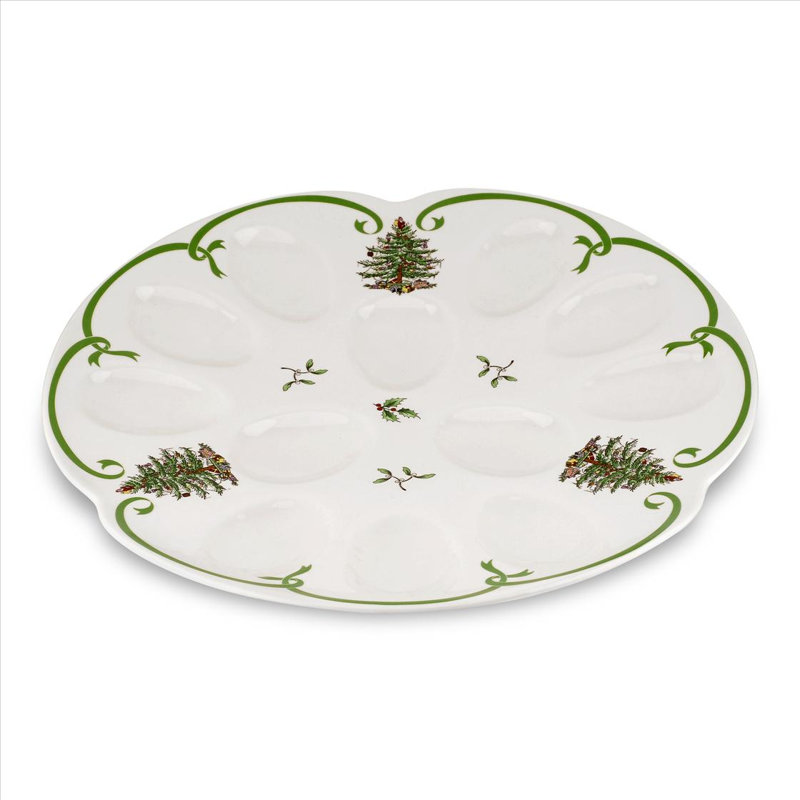 Spode Christmas Tree Devilled Egg Dish 13"