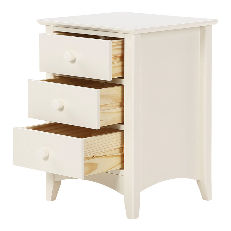 Kingsbury 44cm W Solid Wood Bedside Table, Soft Cream