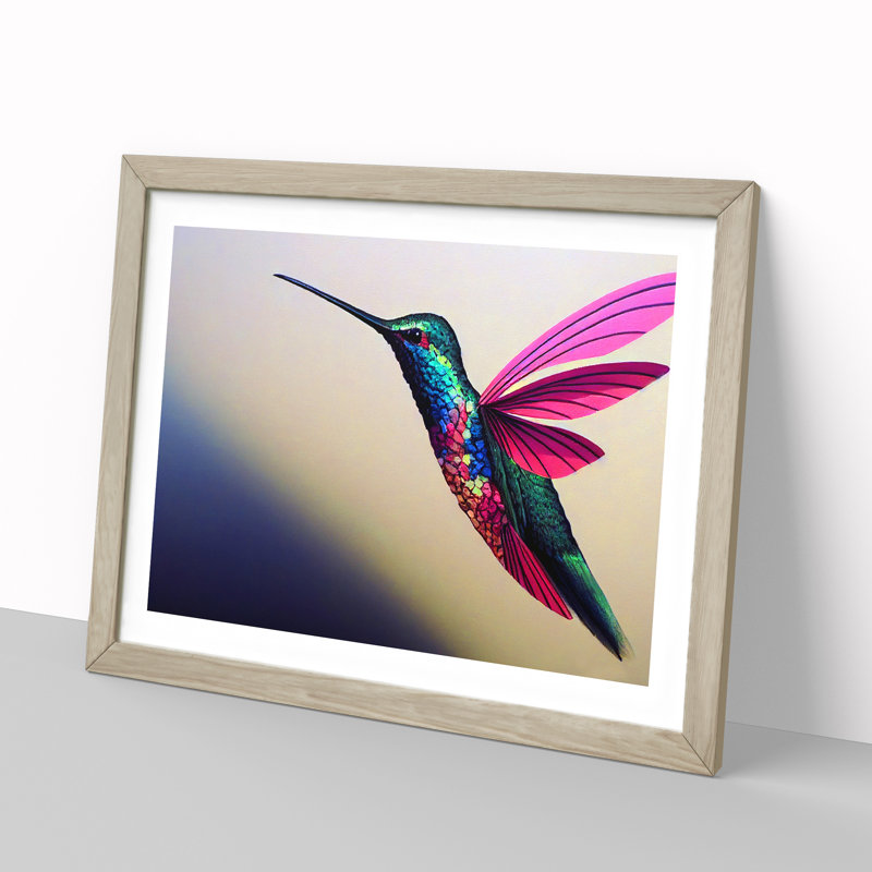 Lovely Hummingbird - Single Picture Frame Print, 46cm H x 64cm W, Grey