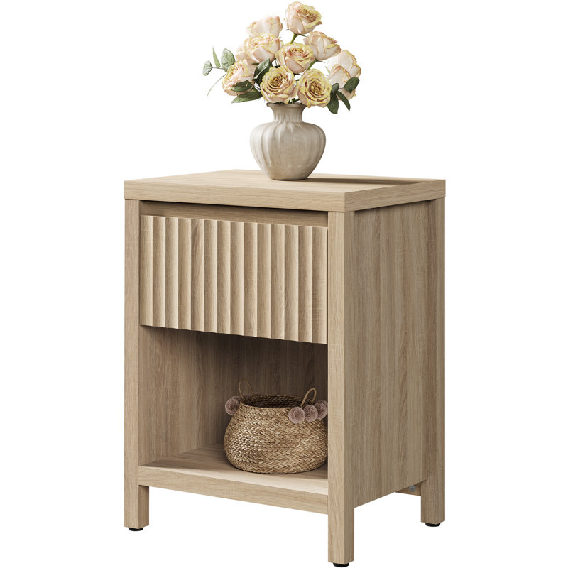 Table de chevet moderne à 1 tiroir avec rangement ouvert Allete