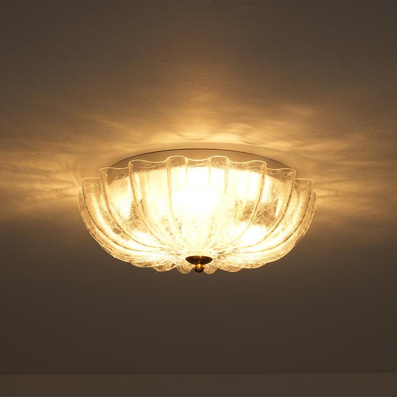 3-Light French Flower Dimmable Semi Flush Mount , Clear