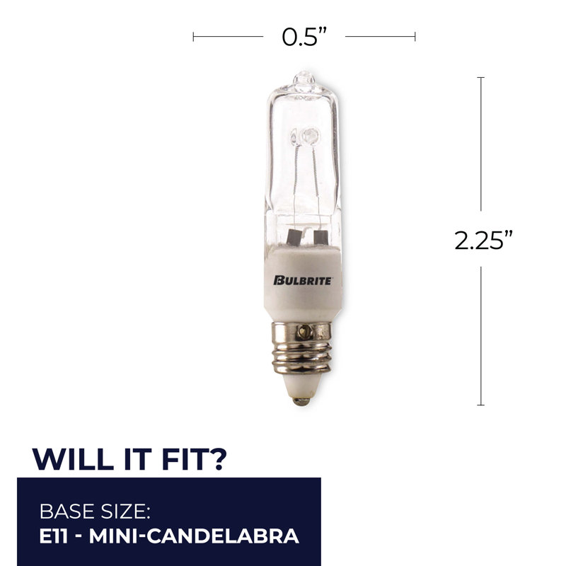 Ampoule halogène T4 à intensité variable, culot candélabre E11 2900K, 50 W, 950