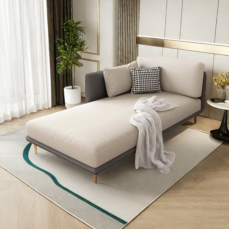Chaise longue rembourrée spacieuse, Accoudoir à droite (vu de face), Gris