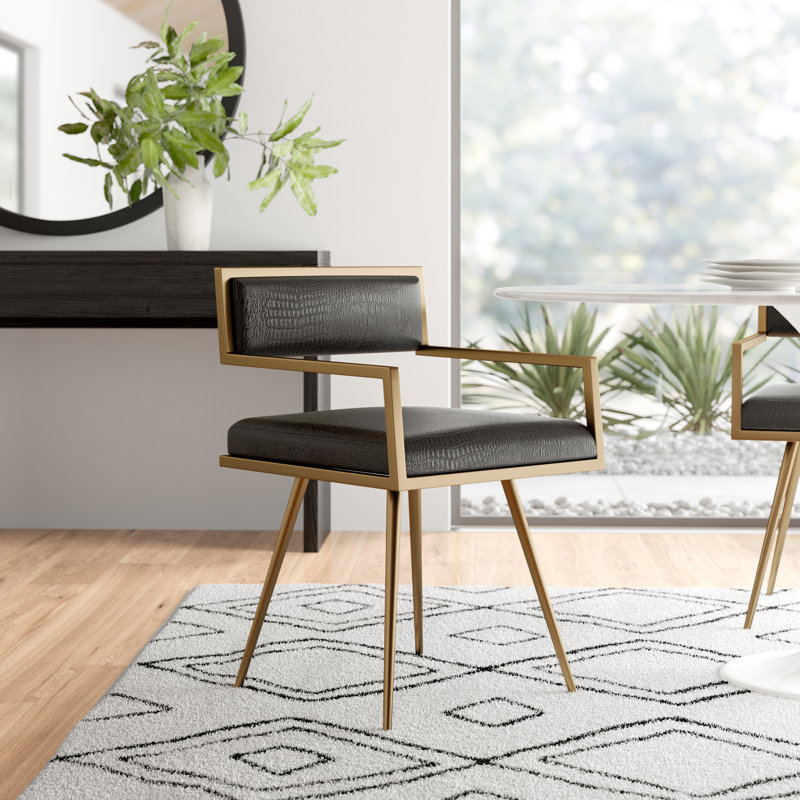 Chaise avec accoudoirs rembourrée Meifod, Noir