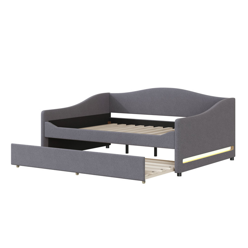  Fleece  Upholstered Daybed, Gray, Full/Double