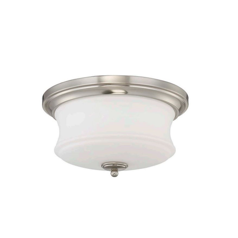 Plafonnier encastré en verre, Nickel brillant satiné