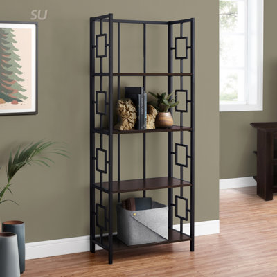 Modern 4-Tier Metal Etagere Bookshelf With Large Storage, Perfect For Space-Saving In Office And Bedroom