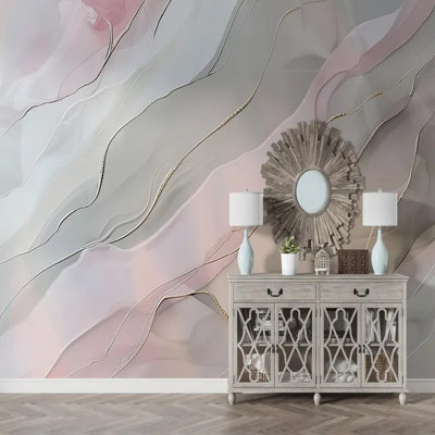 Soft Blush Flow Abstract Wall Mural