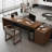 Light Walnut Color Rectangular Solid Wood with 3 drawers desk-454989075