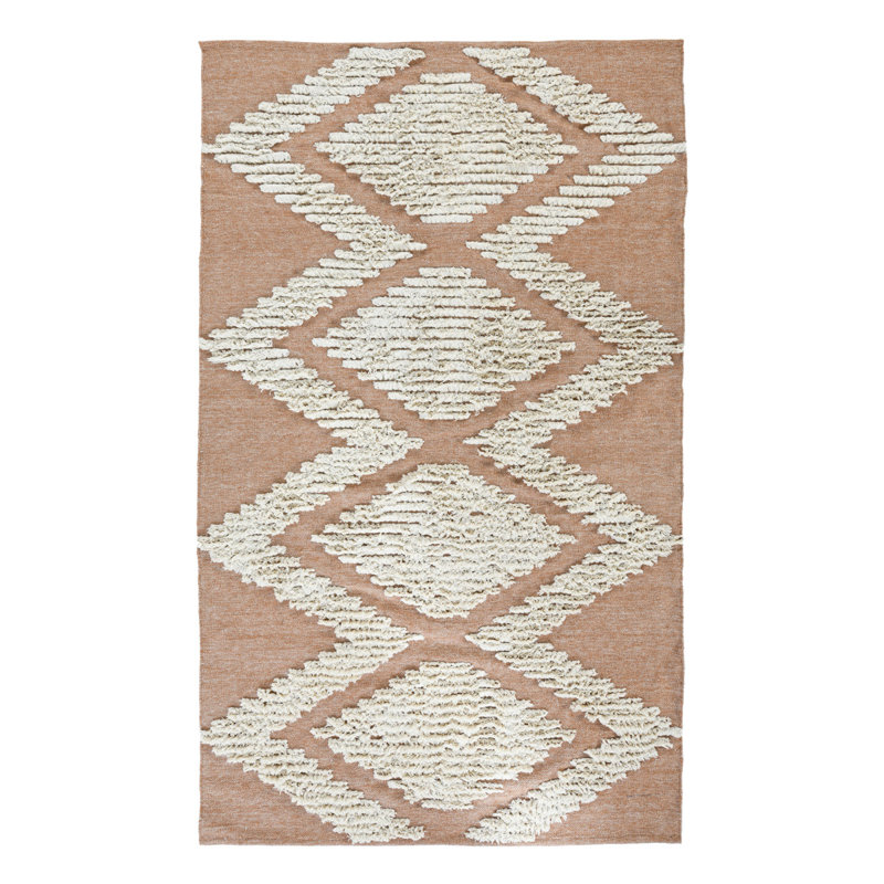 Warren Flatweave Geometric Area Rug in Orange/Ivory, Rectangle 5' x 8'