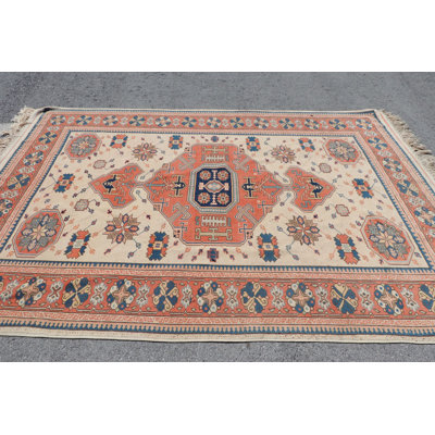 Grand tapis turc rétro à motif géométrique traditionnel tissé à la main pour une décoration bohémienne chic et une grande surface