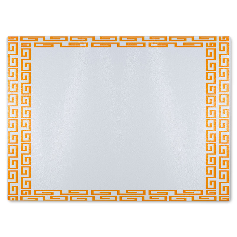 Egyptian Border Glass Chopping Board, 40cm L x 28cm W