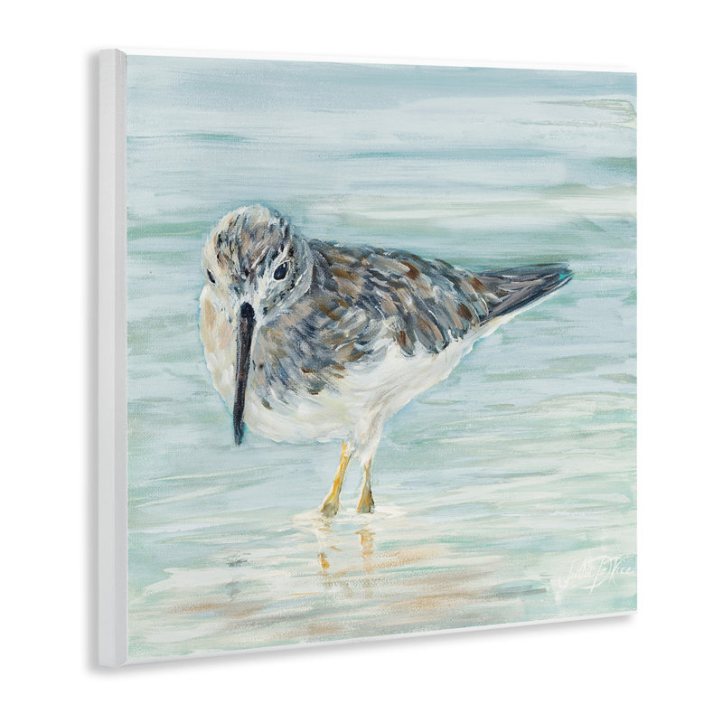 White Wood Nautical Sandpiper Bird Wall Art, 12 x 12