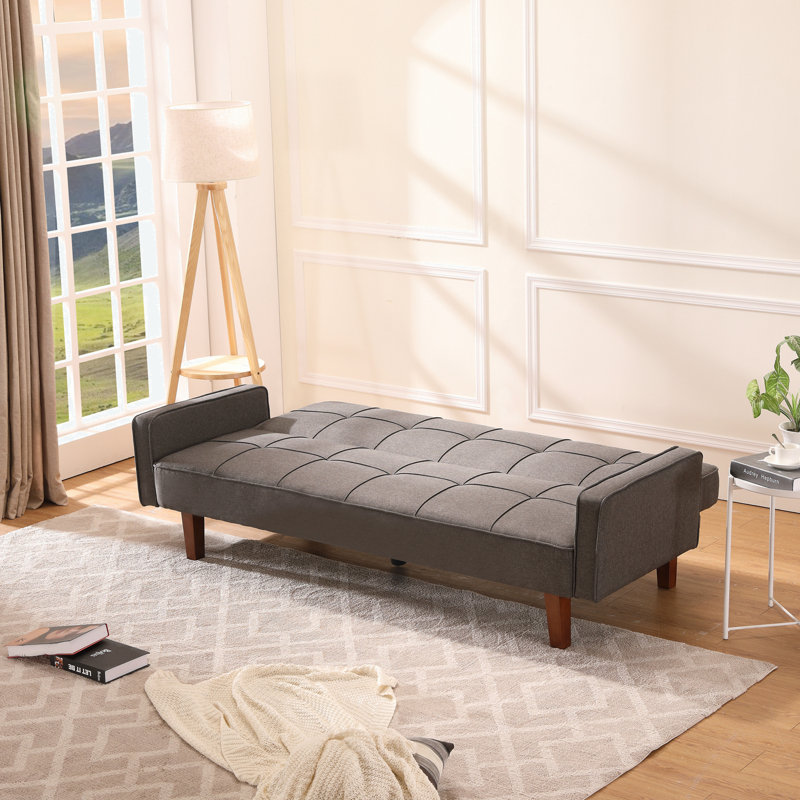 Canapé convertible pour salon Anitta, 100 % lin gris