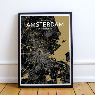 Amsterdam City Map - No Frame Print