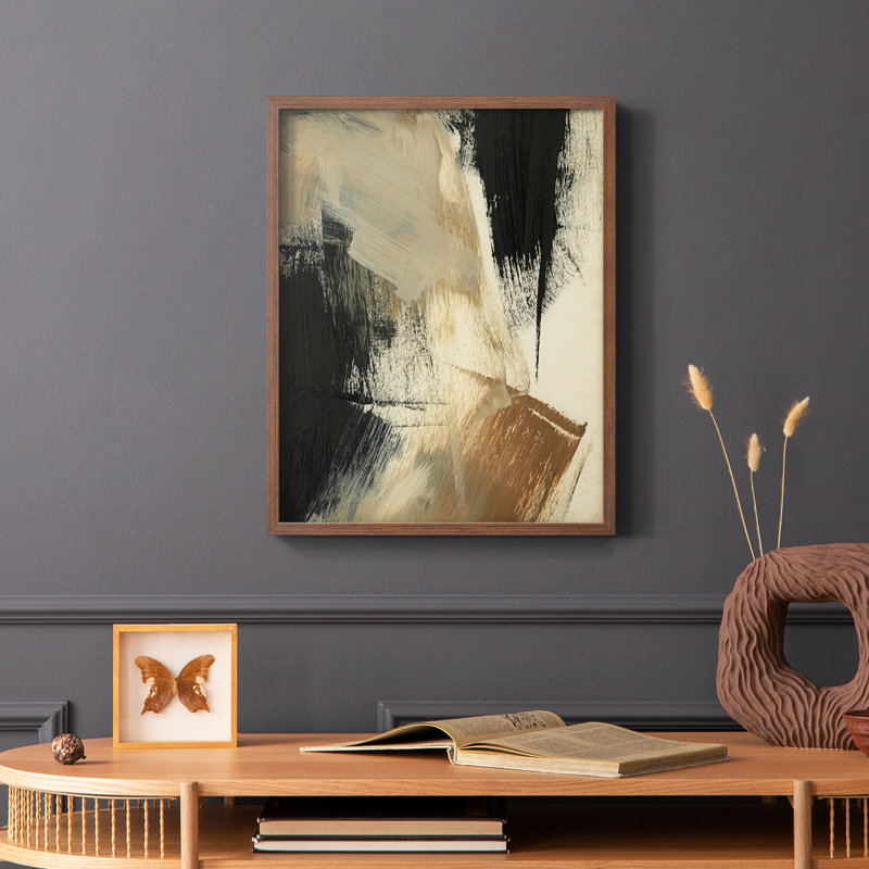 «Baked Paintstrokes V», reproduction encadrée en bois massif, Brun, H 14 po x l 11 po