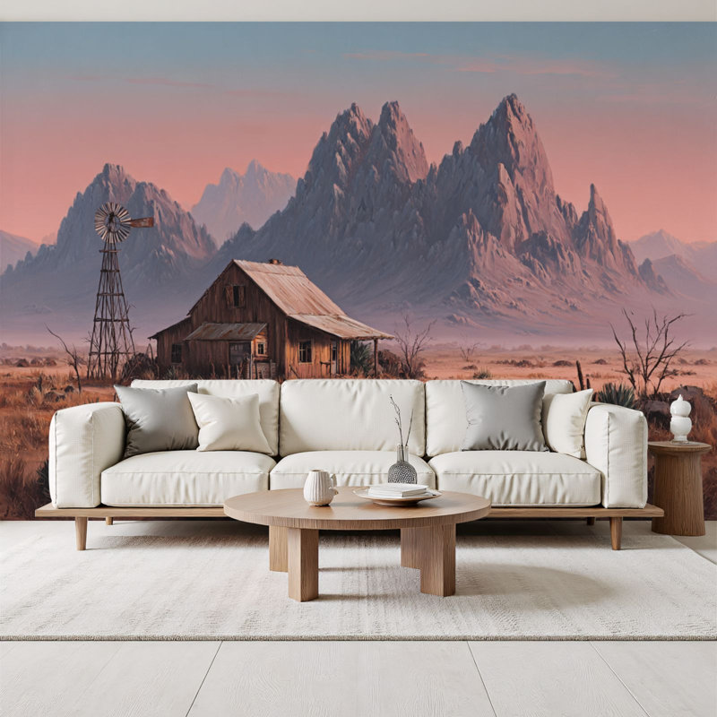 Papier peint autocollant rustique Sunset Western Landscape, L 96 po x l 69 po