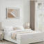 Grand lit plateforme tapissier ivoire grand avec rangement breveté à 4 tiroirs, tête de lit capitonnée à coutures courbées, support de matelas à lattes en bois, aucun sommier requis