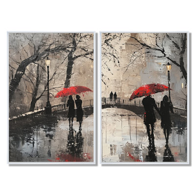 Les parapluies rouges, jour de pluie, pont sur la seine - City Paris, impressions encadrées, art urbain sur toile noir, panneau 2