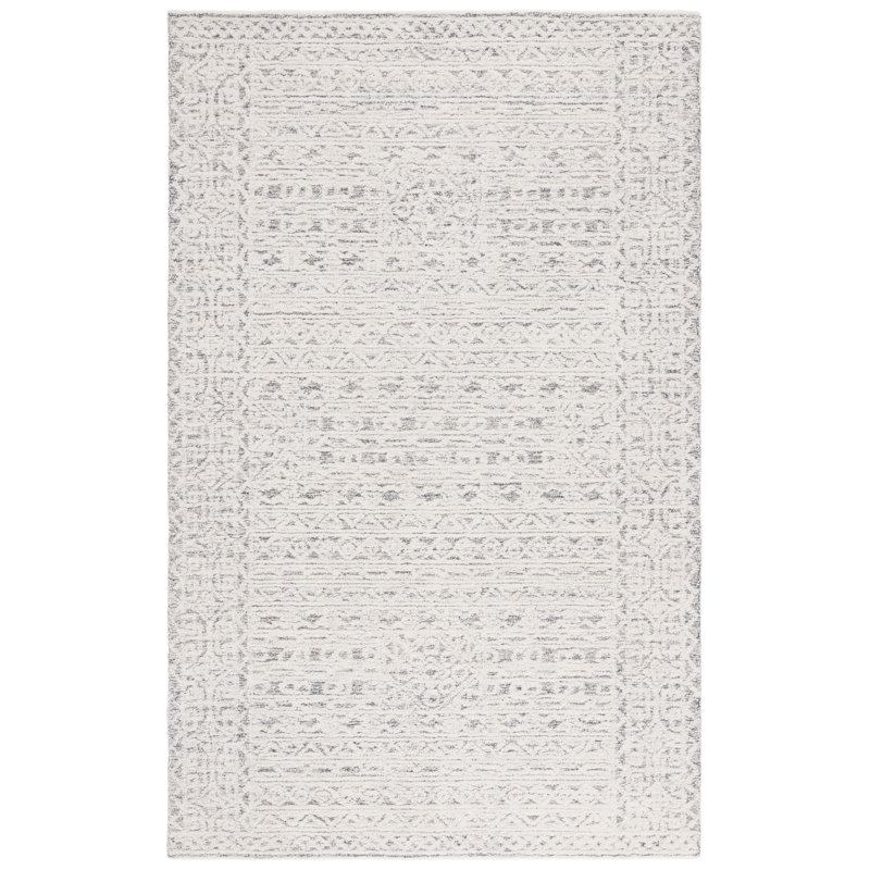 Ebony 222 Area Rug In Ivory / Grey, Rectangle 6' x 9'
