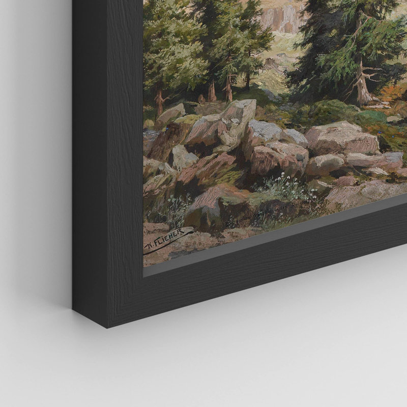 «Snowy Mountain Range Pine Tree» sur papier, H 11 po x l 14 po, Noir