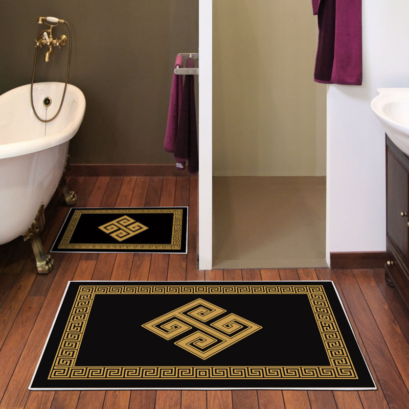 Ensemble de luxueux tapis de bain (2 pièces), 100% polyester, antidérapant, antibactérien | Dimensions: 19,7 po x 23,6 po et 23,6 po x 39,4 po | Tissu ultra-absorbant et facile à nettoyer, lavable à la machine à 86 ° F | Parfait pour la salle de bain ou le spa