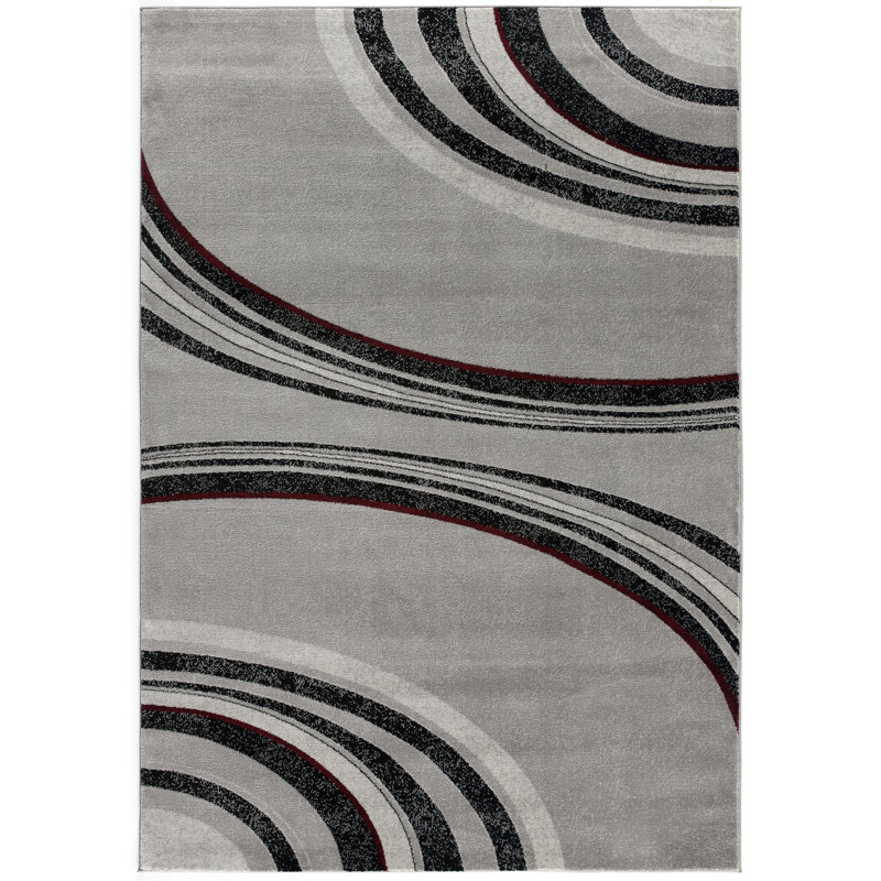 Tapis gris à motif abstrait Dillup-Jones, Rectangle 2 pi 3 po x 3 pi