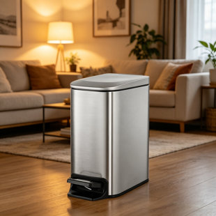 Brushed Stainless Steel Pedal Trash Can – 6L (1.6 Gal) With Soft-Close Lid, Removable Inner Bucket, And Fingerprint-Resistant Finish – Designed For Bathroom Use