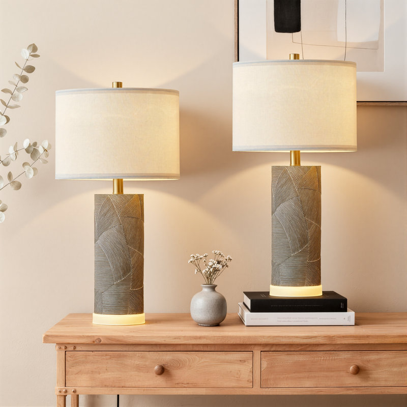 23.25" Distressed Grey Table Lamp LED Integrated
