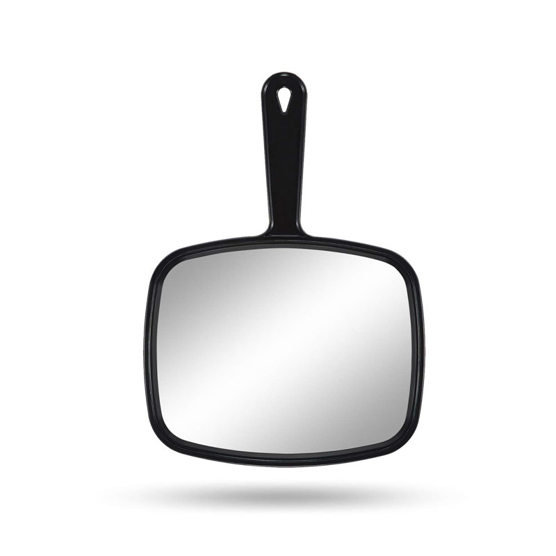 Miroir à main Salon de coiffure avec coiffeuse (carré 7,4 po x 10,3 po), Noir