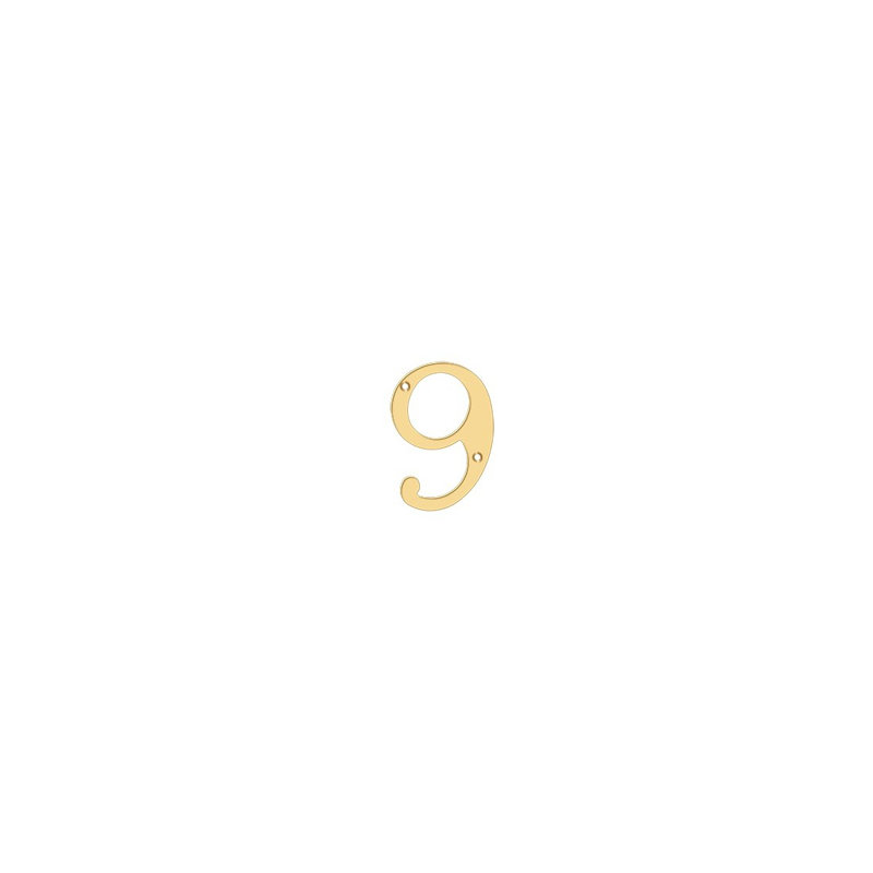 House Number, 9, PVD Polished Brass