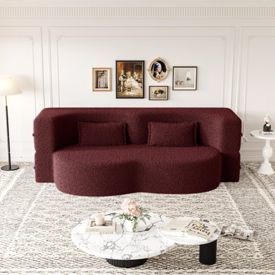 Canapé-lit moderne avec 2 coussins, canapé-lit convertible rembourré de mousse, matelas pliant de 15 po pour le salon, lit d'invité, aucun assemblage requis