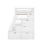 Lit mezzanine blanc simple avec bureau, 7 et 2 tablettes - 6 unités et plus, bureau avec tablettes. Stable et fonctionnel. Convient aux personnes de plus de 6 ans