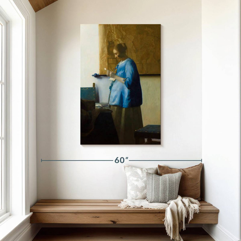 Femme Leisha lisant une lettre, H 45 po x l 30 po