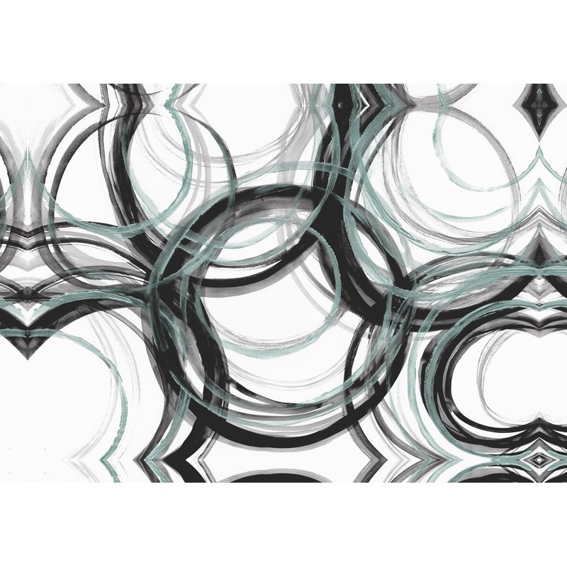 Cercles abstraits avec menthe - peinture sur toile tendue, H 8 po x l 12 po
