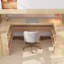 Lit mezzanine simple moderne Mid-Century avec bureau et tablettes enveloppantes, blond / blanc-1482846646