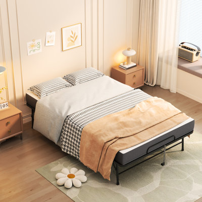 Lit pliant de 75 po x 46 po de large avec mousse à mémoire de forme de 5 po, structure en acier de 450 lb, grand et facile à ranger et à utiliser pour les personnes de grande taille, matelas en mousse, robuste, excellent camping
