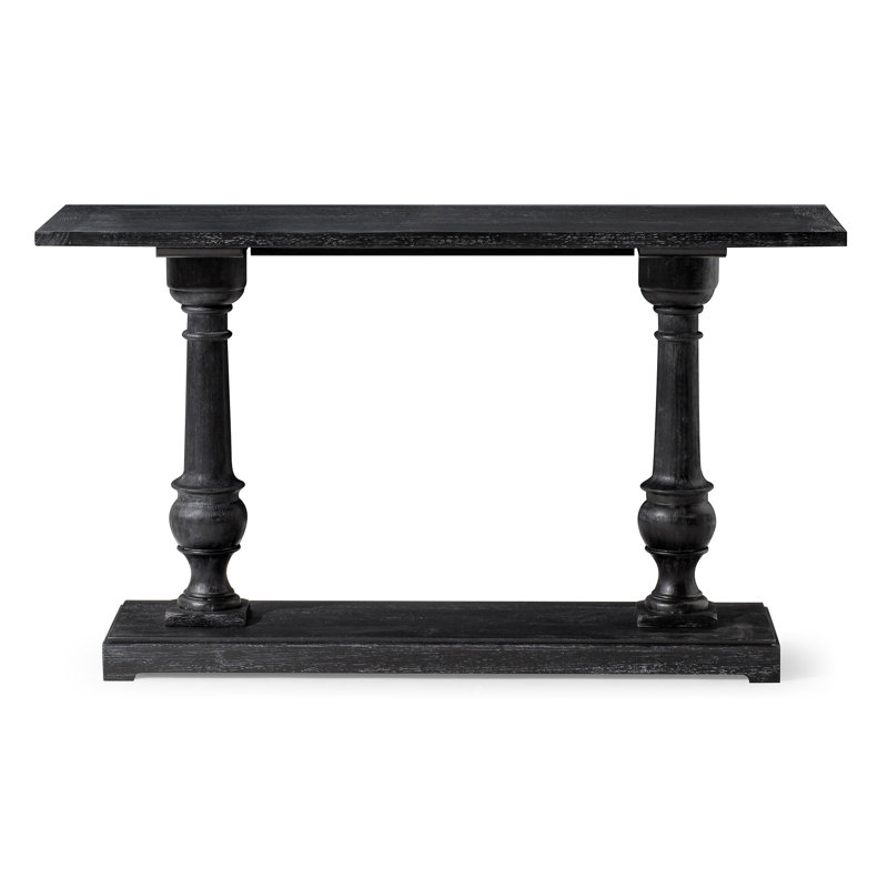 Arthur 60" Antiqued Black Solid Wood Console Table with Storage
