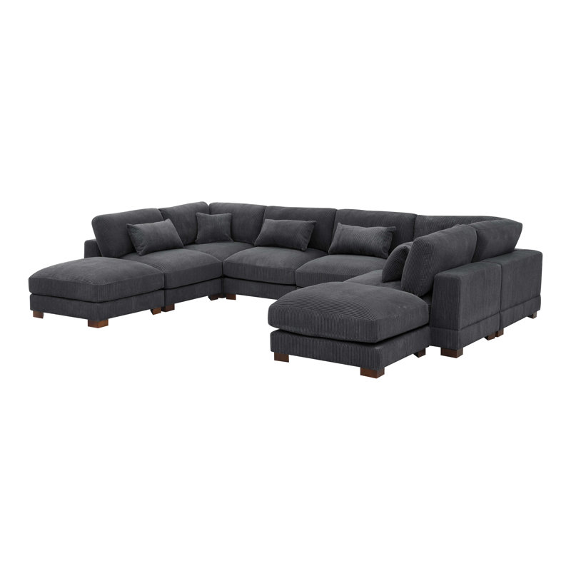 Chrisley Modular Corduroy Sectional, Dark Gray Corduroy