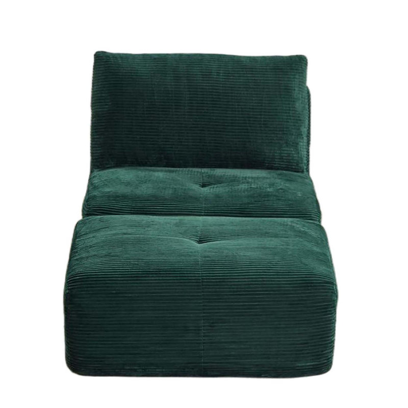 Fauteuil 69,68 po en velours côtelé entièrement rembourré avec repose-pieds, Vert