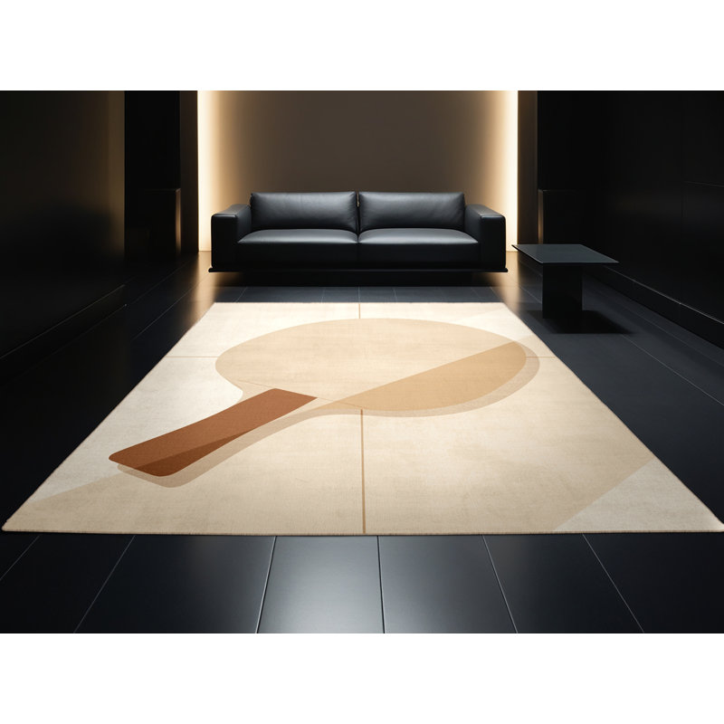 Tapis de raquette de tennis de table minimaliste beige lavable à la machine - Reliure beige, 7 x 9