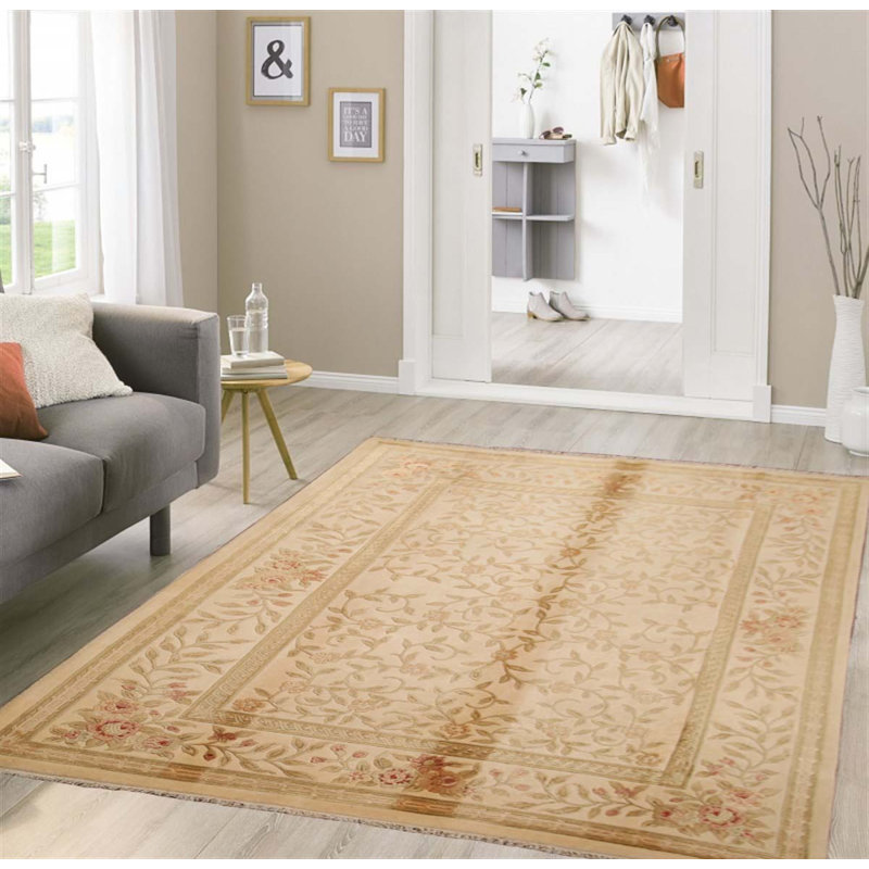 Wool Oriental Area Rug in Biscuit, Runner 2'8" x 9'8"