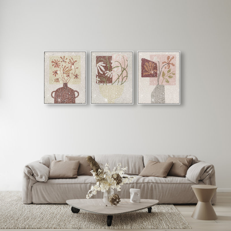 Modern Vases Set Set by Oliver Gal, 31" H x 25" W, White Floater Frame